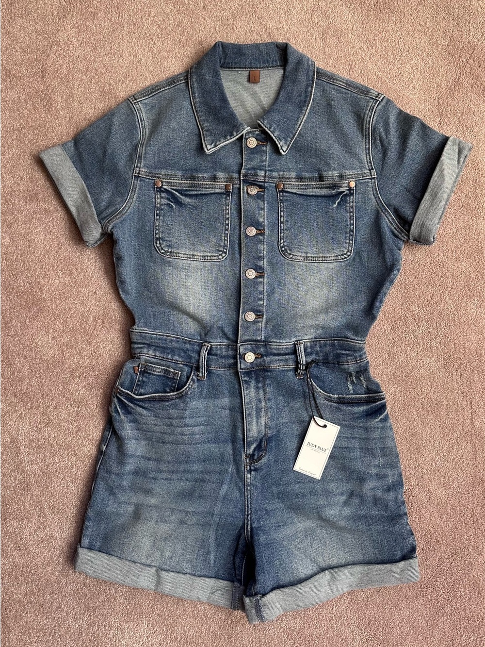 Judy Blue Overalls Romper Shorts Size Large NEW